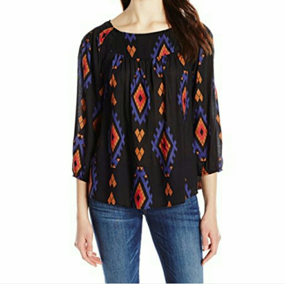 Lucky Brand Tops - 🦋 5/$25 Lucky Brand Amelia Black Boho Peasant Top
